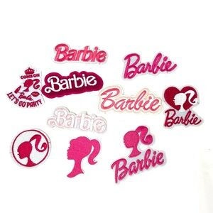 Barbie Iron-On Patch Set | 10 Pink Embroidered Patches | Y2K Craft Lot